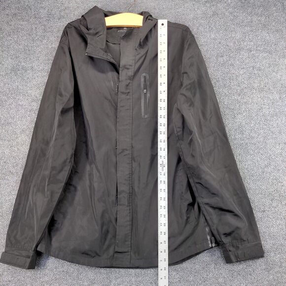 Shouthouse Full Zip Hooded Rain Jacket Mens Medium Long Sleeve Black Polyester - Picture 10 of 12